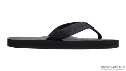 Rainbow Sandals Men's Classic Rubber - Single Layer Soft Top 1" Nylon Strap Black