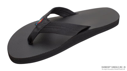 Rainbow Sandals Men's Classic Rubber - Single Layer Soft Top 1" Nylon Strap Black