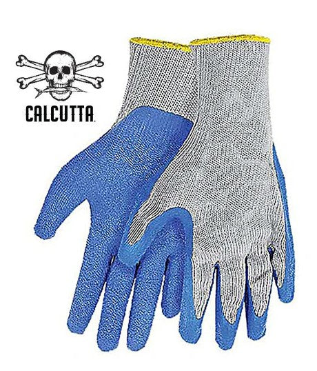 Calcutta CG1001 Men's Knit Gripper Gloves Rubber Coated Palm Gry/Blu L/XL.