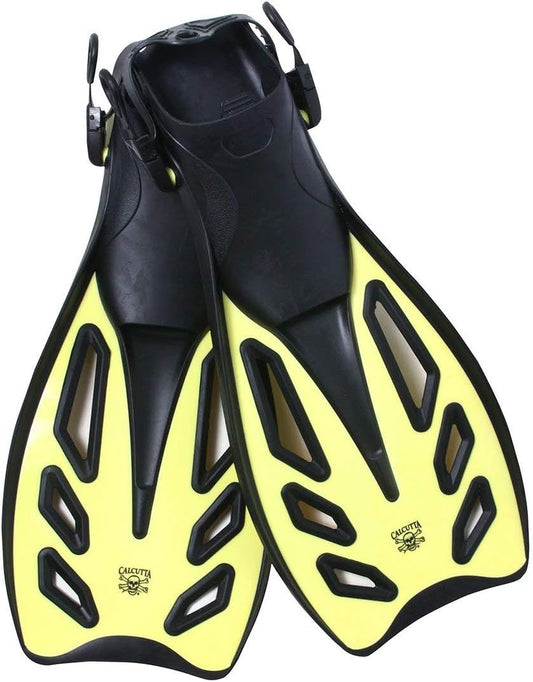 Calcutta Flex Blade Swim Fins, w/Strap Large / X-Large Yellow & Black.