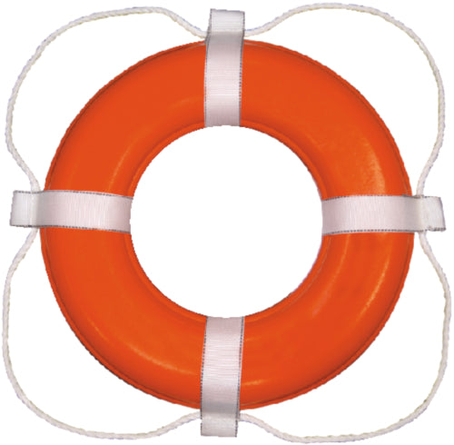 Taylor Made Vinyl Coated Foam Life Ring, 20" Orange w/White Rope.