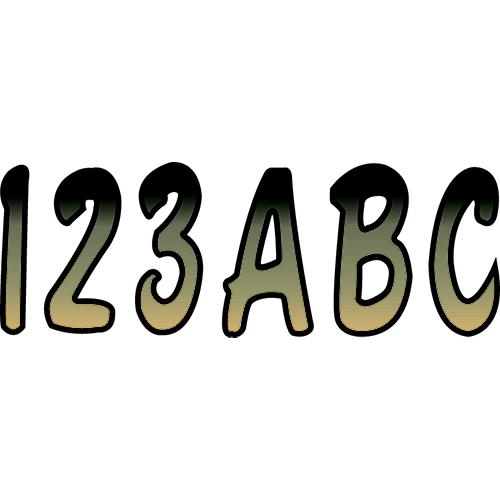 Hardline Series 200 Registration Kit, Cursive Font with Top to Bottom Color Gradations. (Includes 4 Sets of 3" A-Z, 0-9)