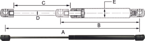 JR Products Hardline Black Nitride Shaft Gas Spring 20#.