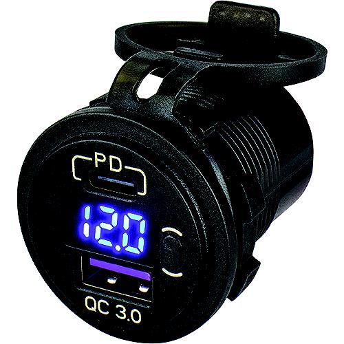 Seadog USB 3.0 & USB-C Power Socket w/Voltmeter.