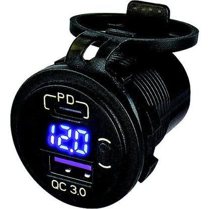 Seadog USB 3.0 & USB-C Power Socket w/Voltmeter.