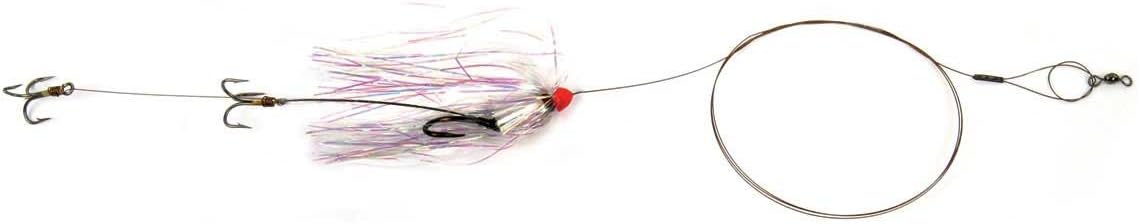 Sea Striker Carolina Live Bait King Rig Coated Wire, 2/0 Nose Hook, 2-4X #4 Trebles Pearlescent Duster