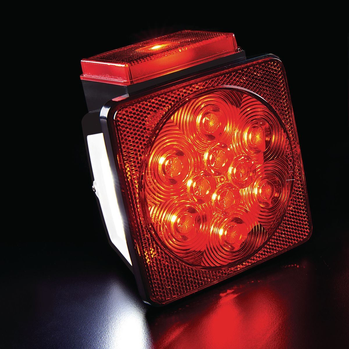 Submersible LED Boat Trailer Light - Left Side with White License Plate Light.