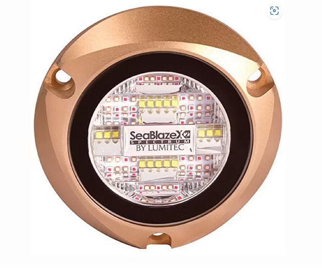 Lumitec 101516 SeablazeX2 Underwater LED Light w/Bronze Bezel, Dual Color White/Blue, Cross Fade, Strobe.