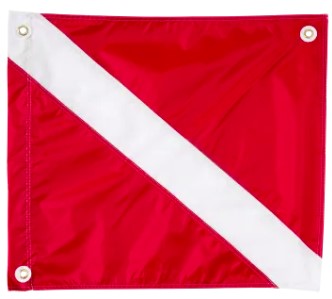 Marine Sport Coast Guard Approved Velcro Attached - 20" x 24" Deluxe Nylon Dive Flag w/ Stiffener.