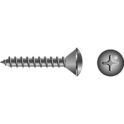 Phillips Tapping Screws - Oval Head, #14 x 3/4"  18-8 Stainless Steel.