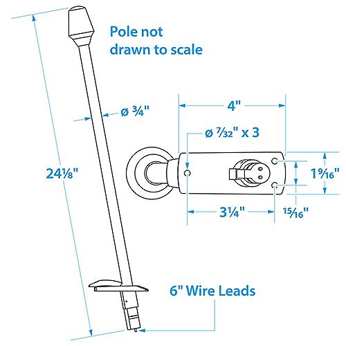 SeaChoice LED All-Round Light for Boating, Stow-A-Way Aluminum Light, 24-1/8".