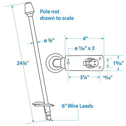SeaChoice LED All-Round Light for Boating, Stow-A-Way Aluminum Light, 24-1/8".
