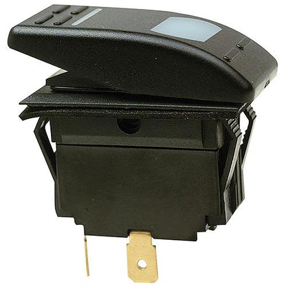 SeaChoice 10983 Illuminated Rocker Switch, Black, On/Off/On, 6-Terminal, Type: DPDT.