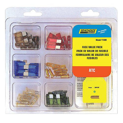 SeaChoice ATC Fuse Value Pack, Contains 42 Assorted ATC Fuses and Tester, for Auto, Marine or Electronics Applications Up to 12V.