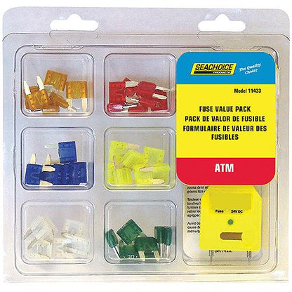 SeaChoice ATM Fuse Value Pack, Contains 42 Assorted ATM Fuses and Tester, for Auto, Marine or Electronics Applications Up to 12V.
