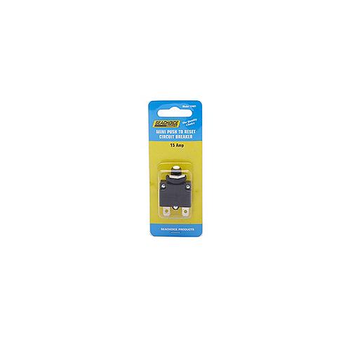 SeaChoice Mini Push to Reset Circuit Breaker, 15 Amp.