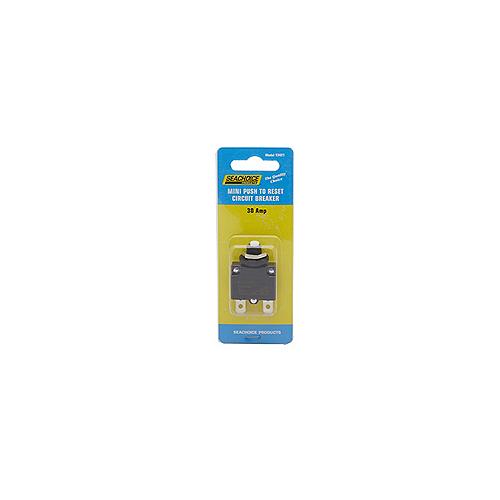 SeaChoice Mini Push to Reset Circuit Breaker, 30 Amp.