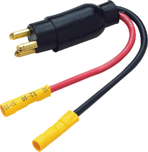 SeaChoice 12 Volt Trolling Motor Plug, Straight, Male, Motor Side, 6 in. Lead Wires.