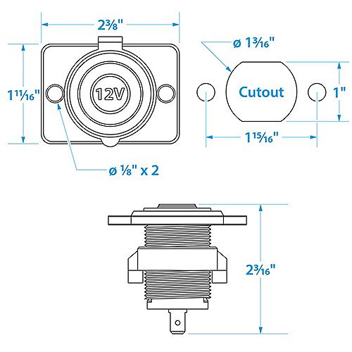 SeaChoice Accessory Socket, 12V, Boat.
