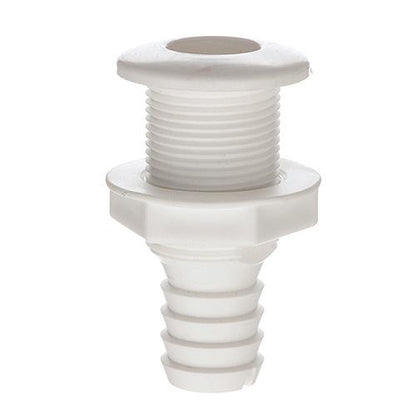 SeaChoice Thru-Hull Connector w/ Broad Flange, Fits 1 In. ID Hose, 1-1/4 In. Max Hull.