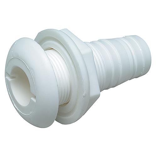 SeaChoice Thru-Hull Connector w/ Broad Flange, White Finish, 1-1/8".