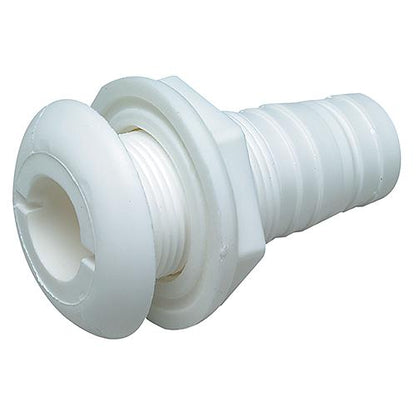 SeaChoice Thru-Hull Connector w/ Broad Flange, White Finish, 1-1/8".