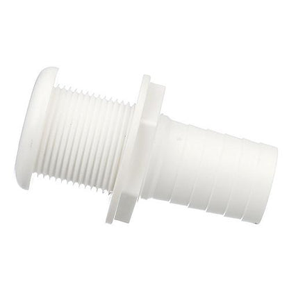 SeaChoice Thru-Hull Connector w/ Broad Flange, White Finish, 1-1/8".