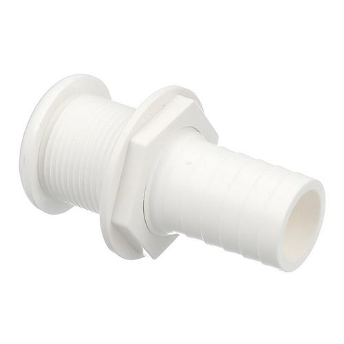 SeaChoice Thru-Hull Connector w/ Broad Flange, White Finish, 1-1/8".