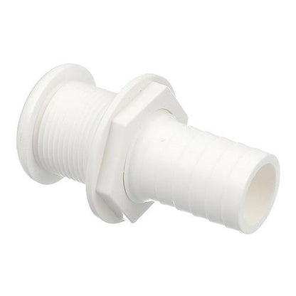 SeaChoice Thru-Hull Connector w/ Broad Flange, White Finish, 1-1/8".