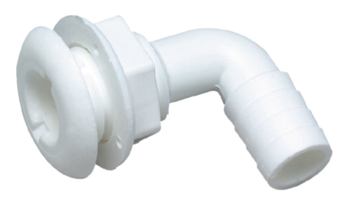 SeaChoice 90 Degree Plastic Thru-Hull, One Nut Application, White 1-1/2" Hose