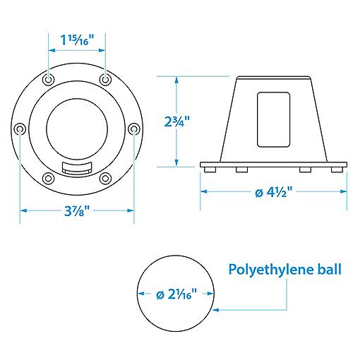 SeaChoice Self-Bailing Scupper, Large, Clear, Fits 1.5" - 3" Inch Openings.