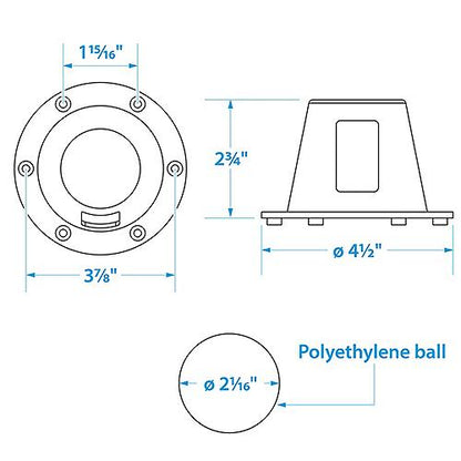 SeaChoice Self-Bailing Scupper, Large, Clear, Fits 1.5" - 3" Inch Openings.