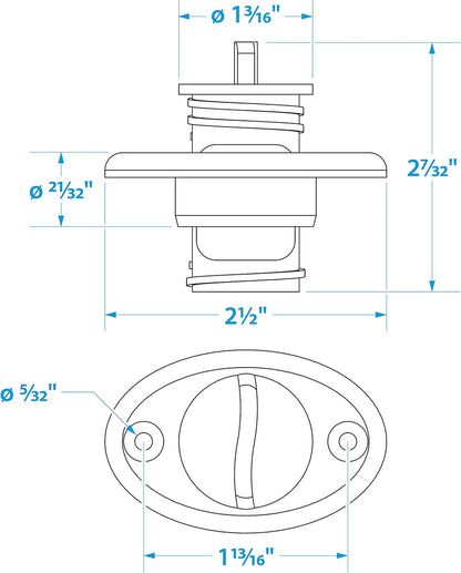 SeaChoice Stainless Steel Garboard Oval Drain and Plug - 7/8" Inch.