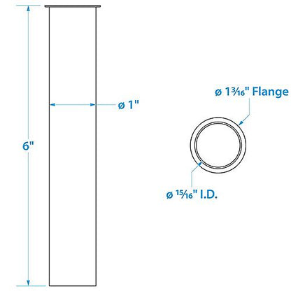 SeaChoice Brass Drain Tube, 6 in. Long, 1 in. ID, 90-Degree Flange on One End.