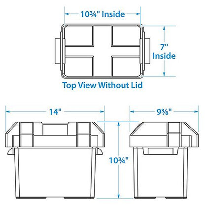 SeaChoice USCG-Approved Marine Group 24 Series Standard Battery Box with Strap &amp; Mounting Kit.