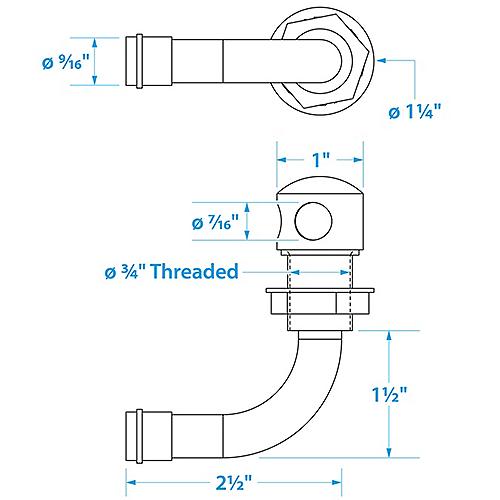 SeaChoice Thru Hall Fuel Tank Vent, Chrome-Plated Brass, 5/8 in., 90 Degree.