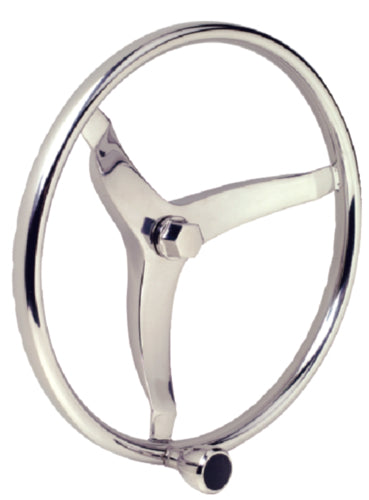 SeaChoice 13-1/2" Stainless Steel Sports Steering Wheel with Turning Knob.