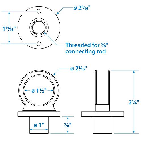 SeaChoice 316 Stainless Steel Lifting Eye Without Cleat, 1-1/2" ID Ring Eye.