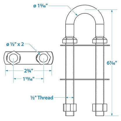 SeaChoice 33641 1/2" x 4-3/4" Stainless Steel Bow Eye.