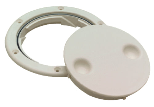 SeaChoice Polypropylene Twist 'N' Lock Deck Plate 4" ID - 6" OD - White.