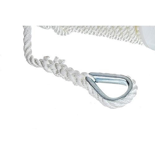 SeaChoice Anchor Line Rope, 3-Strand Twisted, White, Nylon, 3/8" x 150 Ft.