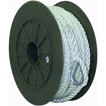 SeaChoice Anchor Line Rope, 3-Strand Twisted, White, Nylon, 3/8" x 150 Ft.