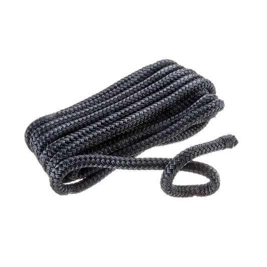 SeaChoice Double Braided Nylon Fender Line (2 Per Pack) 3/8" x 6' Feet - Black.