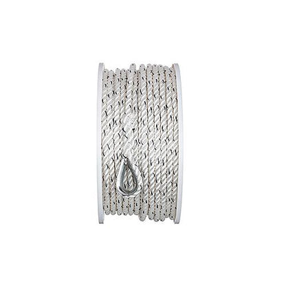 SeaChoice 47911 Boat Anchor Line Rope, 3-Strand Twisted, Nylon, White/Blue, 3/8" Inch x 200' Feet.
