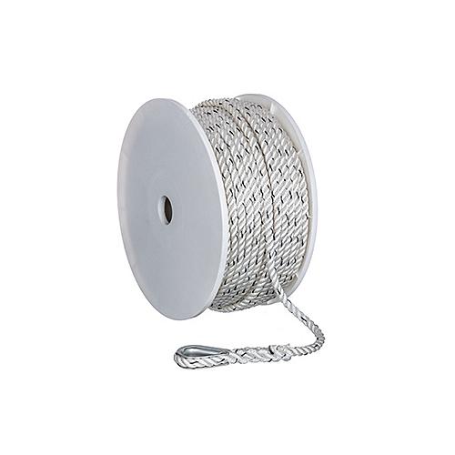 SeaChoice 47911 Boat Anchor Line Rope, 3-Strand Twisted, Nylon, White/Blue, 3/8" Inch x 200' Feet.