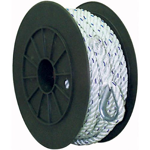 SeaChoice 47911 Boat Anchor Line Rope, 3-Strand Twisted, Nylon, White/Blue, 3/8" Inch x 200' Feet.
