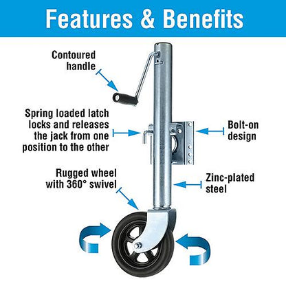 SeaChoice Fold Up Trailer Jack, 22-7/8 Inch, Max Lift 1,500lbs.