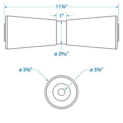 SeaChoice Heavy Duty Keel Roler - Black - 12" Inch.