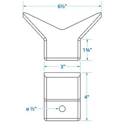 SeaChoice Black Rubber Molded "Y" Bow Stop, 3" x 3" x 6-1/2".