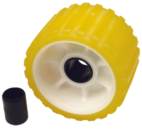 SeaChoice Non-Marking TP Yellow Rubber Ribbed Roller 5" D x 3" W With 1-1/8" ID Hole